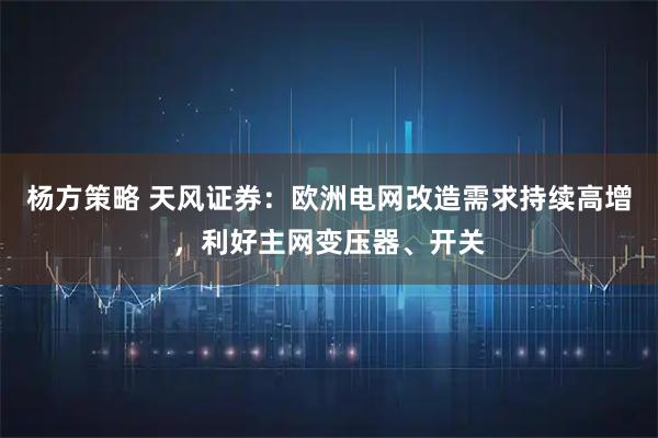 杨方策略 天风证券：欧洲电网改造需求持续高增，利好主网变压器、开关